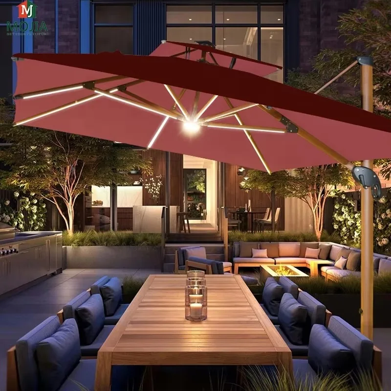 

Customized Led Outdoor Umbrella Garden Sun Aluminum for Solar Panel Patio Advertising Outdoor Big Beach Umbrellas Parasol Garden