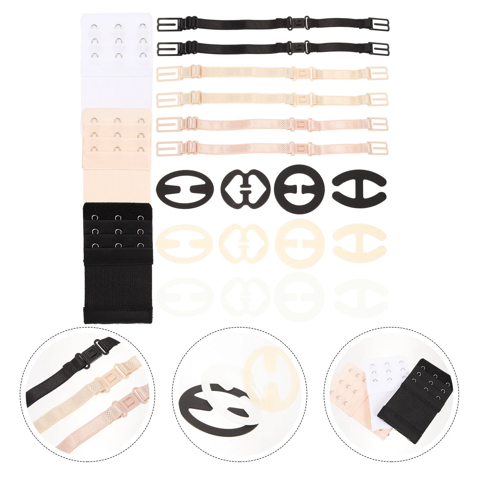 

Anti-slip Buckle for Underwear Bra Extenders 3 Hooks Clips The Back Three Buttons Strap Holder Straps Replacement Metal