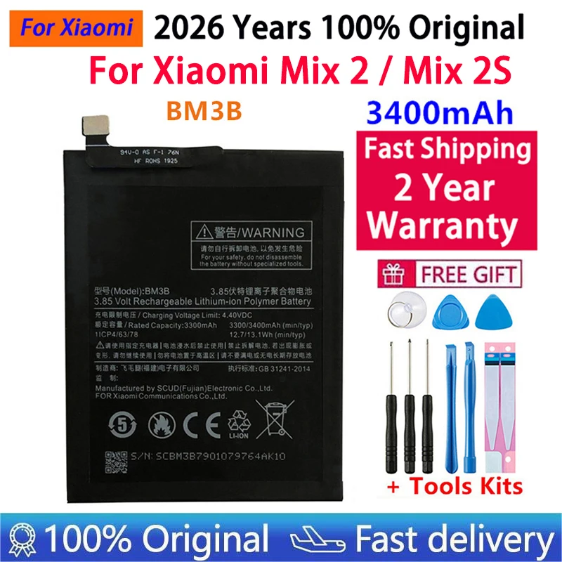 2026 Years Original Battery BM3B BM3K BP43 For Xiaomi Mi Mix 2 2S 3 4 Mix2 Mix3 Mix4 Mix2S Phone Batteries Bateria Fast Shipping
