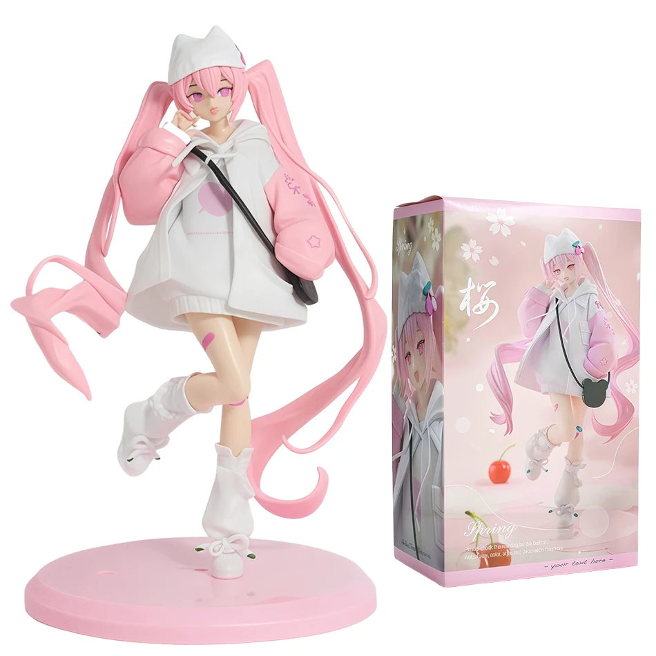 Hatsune Miku Handgefertigtes Rosa Kirschblüten-Kostüm Hatsune Miku Handgefertigtes PVC-Modell Desktop-Dekoration Anime-Fanartikel