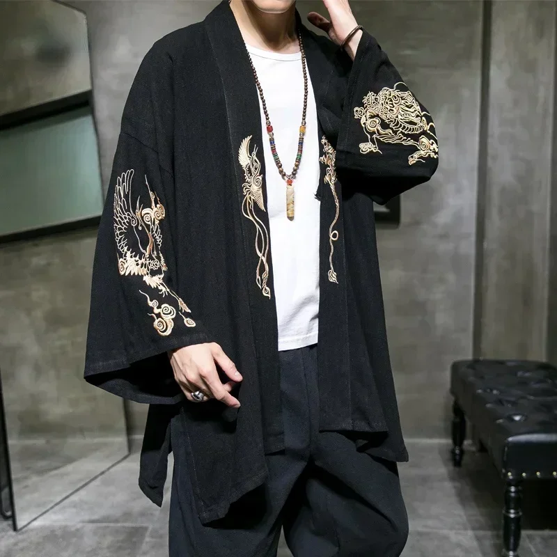 

Japanese Kimono Cardigan Men Haori Yukata Male Samurai Costume Clothing Kimono Jacket Mens Kimono Shirt Yukata Haori Jacket
