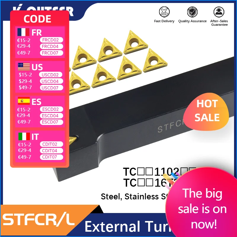 

1 шт. STFCR/L STFCR1010H09 STFCR1212H11 STFCR1616H16 токарный инструмент для внешнего токарного станка TCMT09/11/16 карбидные вставки держатель инструмента ЧПУ