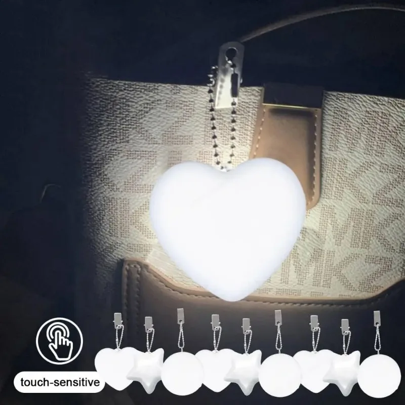 1-10PCS LED Handbag Light Heart Shaped Touch Sensor Purse Light with Keychain Bag Lamp Birthday Wedding Parties Gifts for Guests