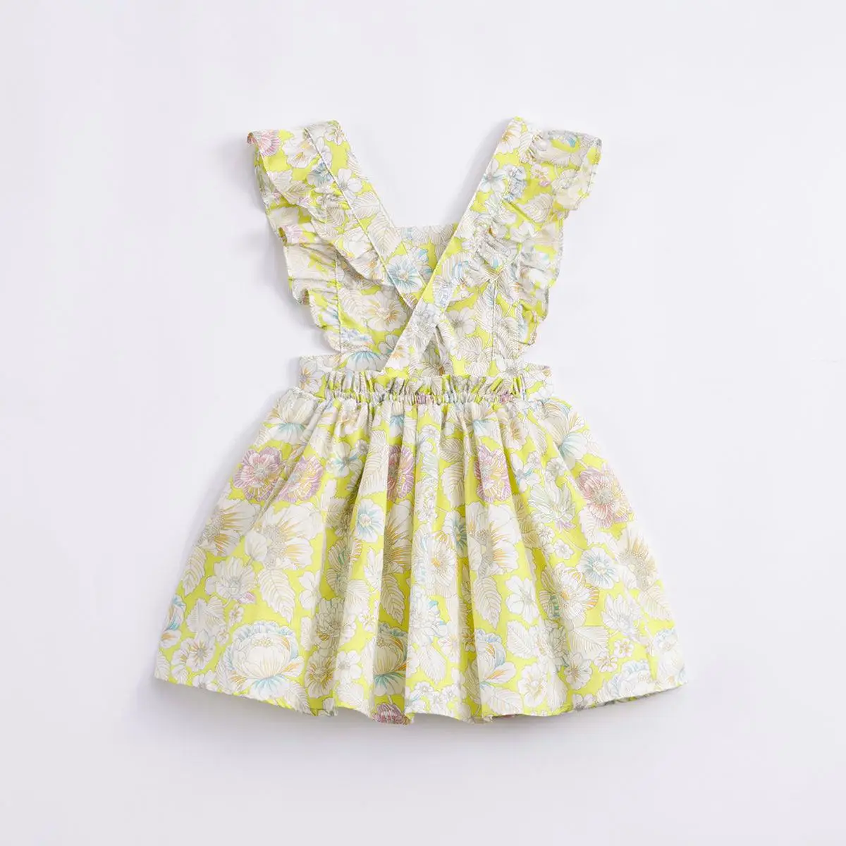 MARC&JANIE Girls Summer Pastoral Style Floral Print Cotton Suspender Dresses 230152