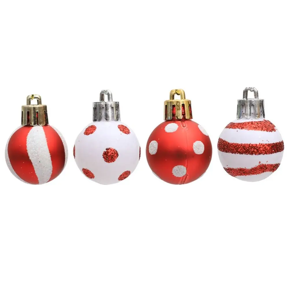 24pcs 3cm Painted Christmas Ball Mini Cartoon Electroplated Hanging Balls Plastic DIY Merry Christmas Tree Decor Home Xmas Decor