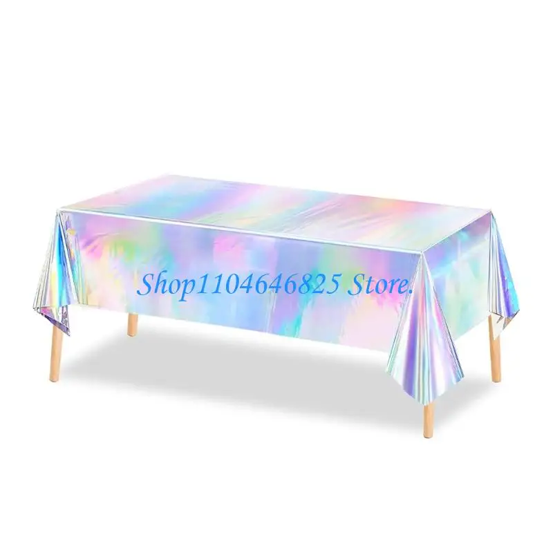 Rainbow Effect Disposable Table Cover Easy to Clean Home Garden Party Essential