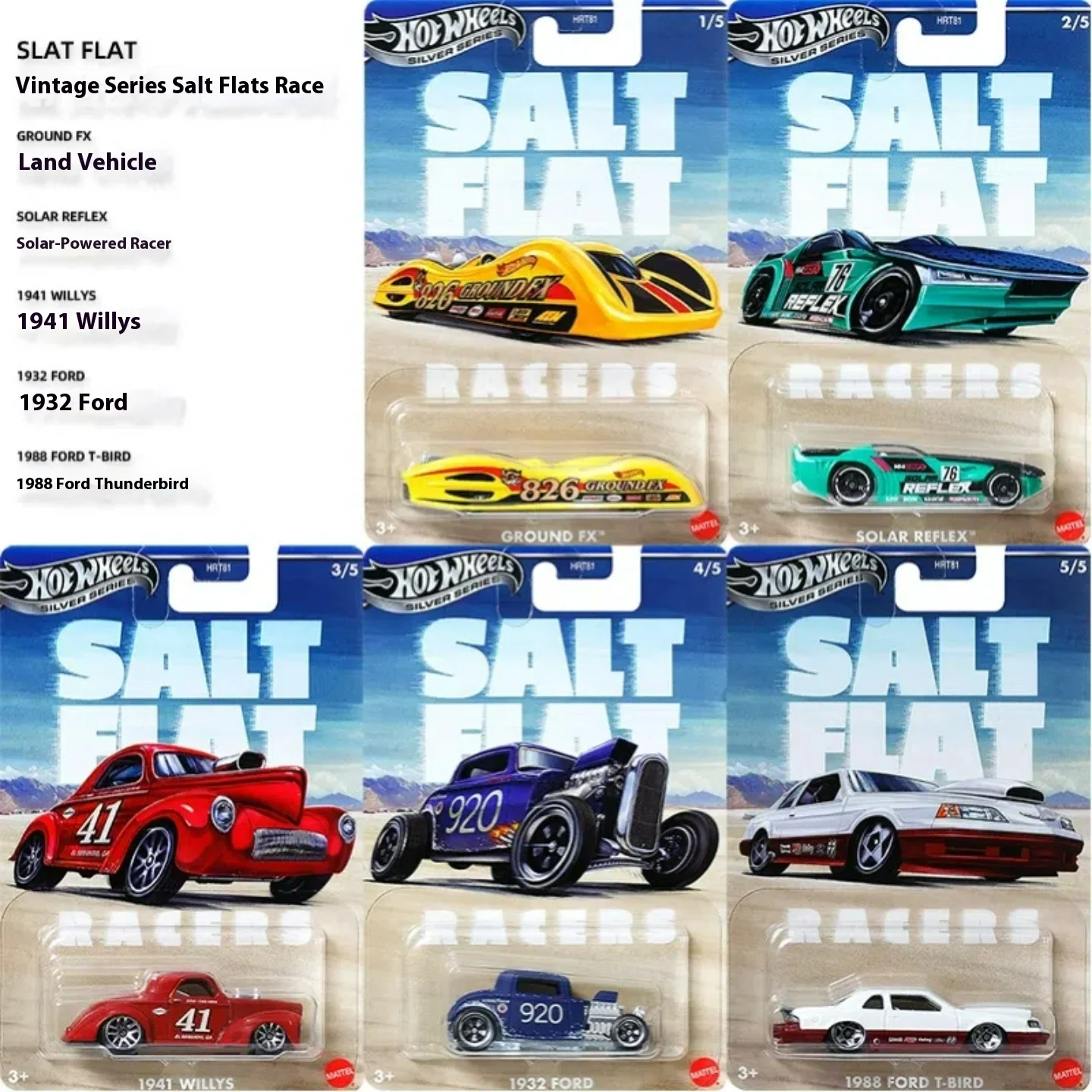 

Hot wheels hot selling HRT81 retro salt flats racing car Ford Willis linear acceleration alloy car model toy collection gift
