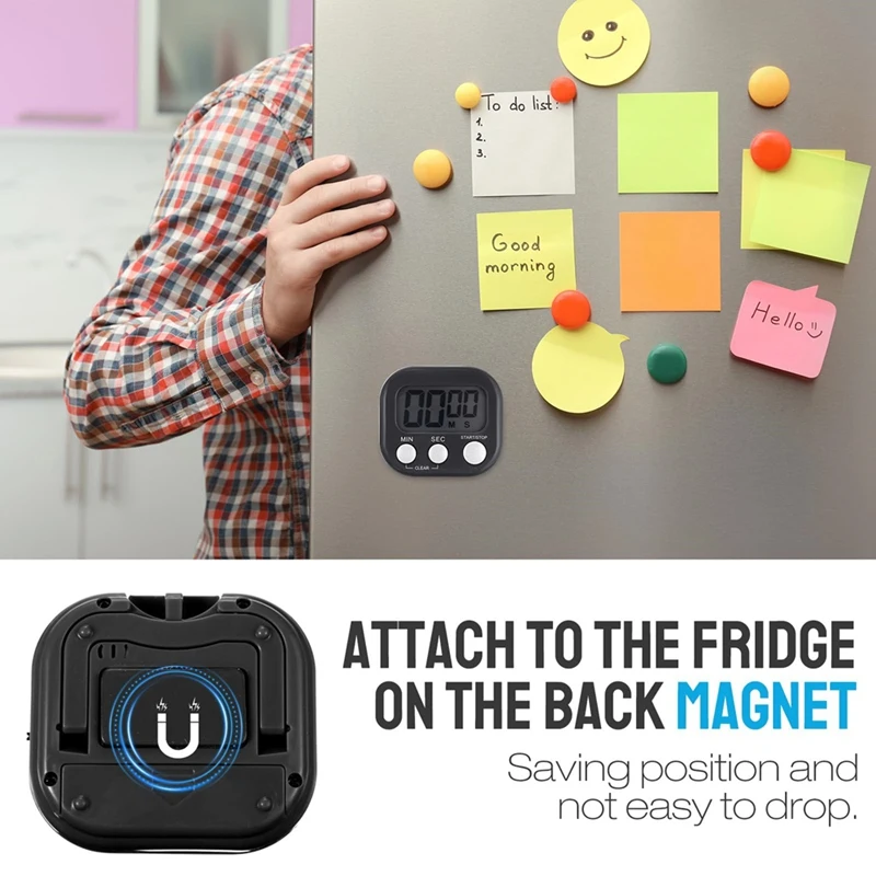 24 Pcs Digital Kitchen Timer Bulk Small Magnetic Timer on/Off Switch Minute for Classroom Cooking Baking(Black)-A68X