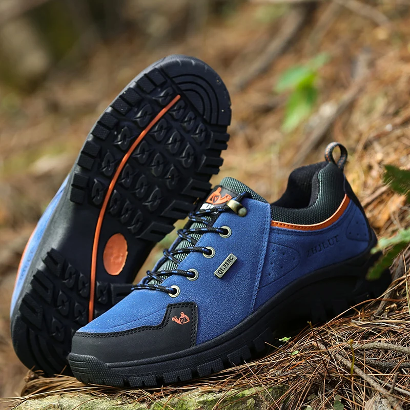 Zapatos de Trekking de gamuza para hombre, zapatillas de senderismo resistentes al desgaste para exteriores, zapatos deportivos de escalada de