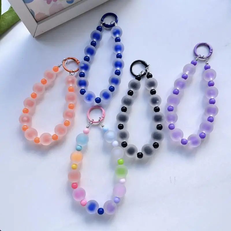 Regenbogenfarbene, mattierte Jelly-Perlen-Handyschnur, kreatives Geschenk, doppelter Verschluss, Anti-Verlust-Handgelenkschlaufe für Geburtstagsgeschenke an Freunde – Detail 8