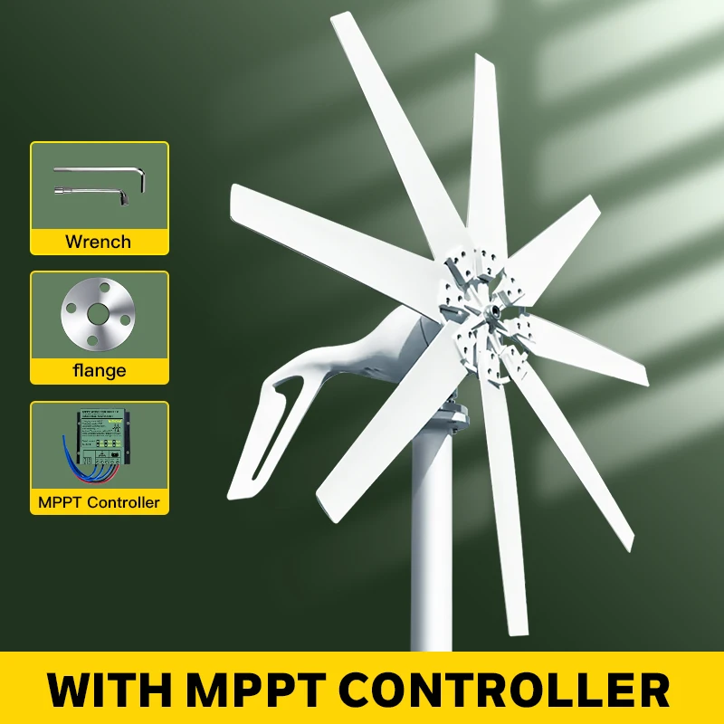 1000W Wind Power Turbines Generator 12V 24V Windmill Generator For Boat With MPPT Controller Low Noise Low Wind Speed Start