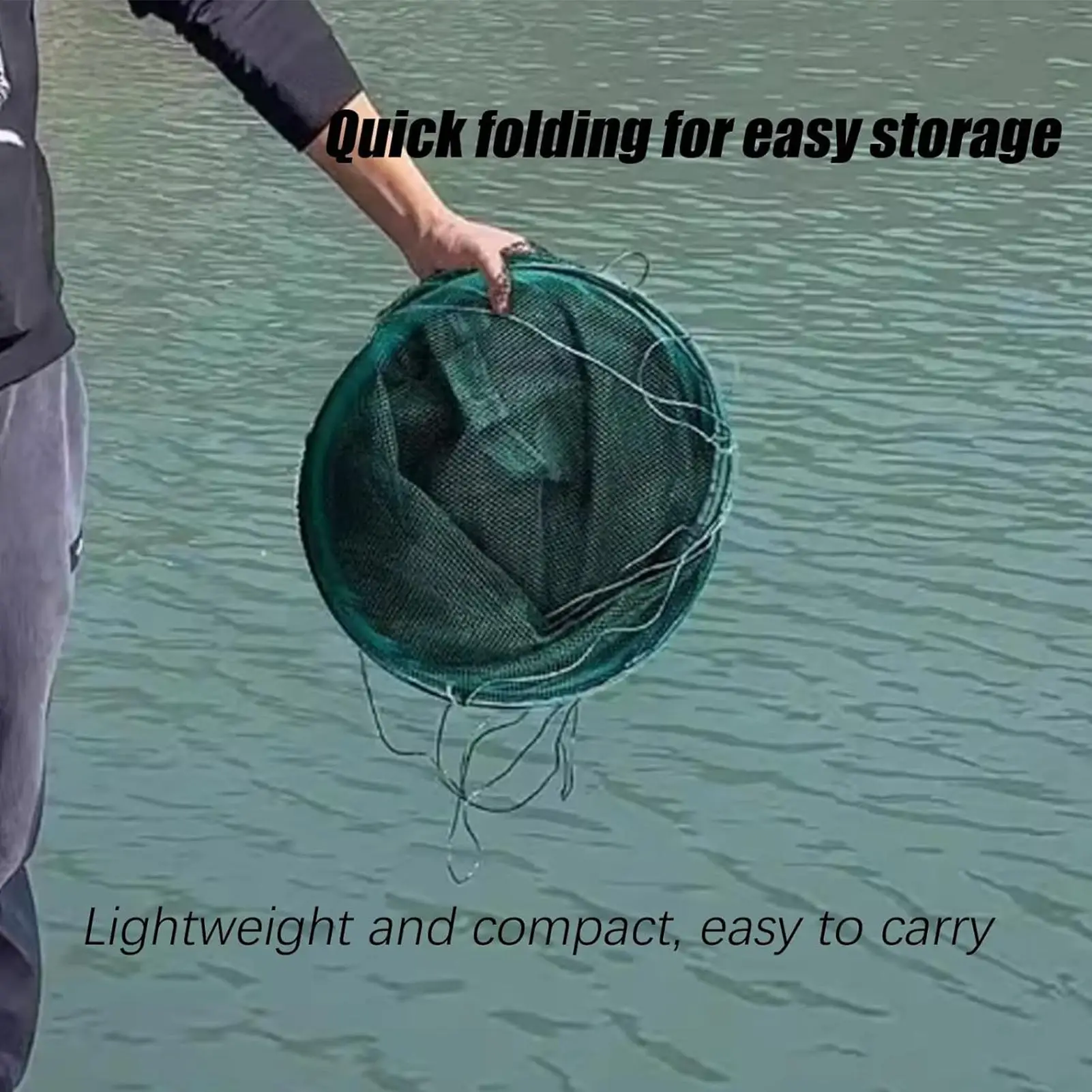 折りたたみ式魚かご大容量活魚オーガナイザー罠ポータブル漁網餌収納ケージバス、トラウト、ナマズ用