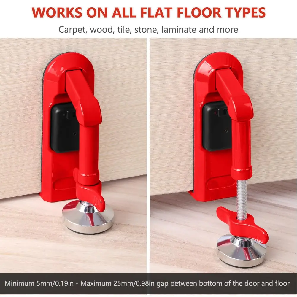Door Stop Alarm,Portable Door Lock Brace,Adjustable Non-Slip Door Jammer Personal Protection Home Security for Hotel Travel image 4