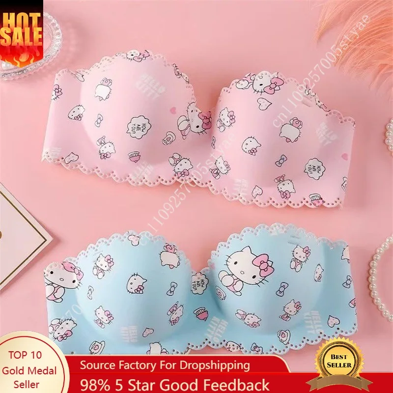 

New Women's Cartoon Cat Lingerie Set Sweet Cute Push-Up Bra and Panties