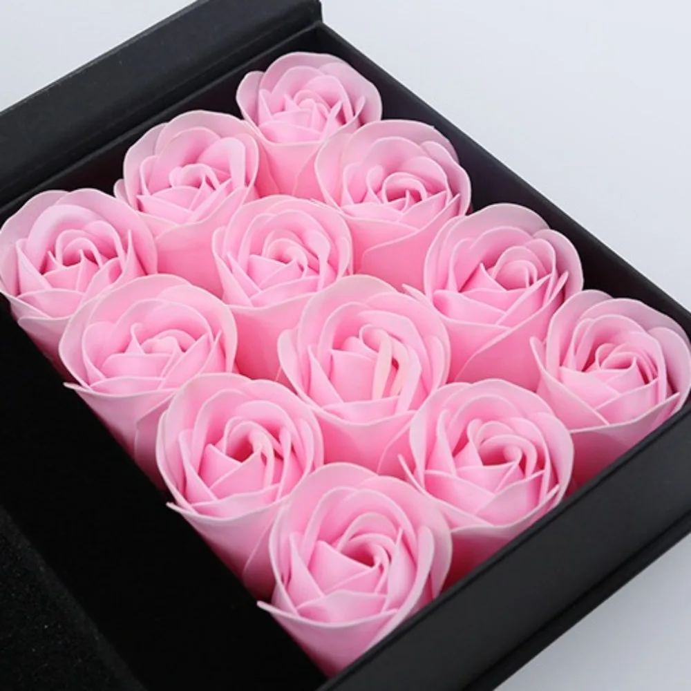 12 Flowers Creative Soap Rose Lipstick Gift Box Romantic Exquisite for Ring Packaging Couple Girlfriend Women Open Window