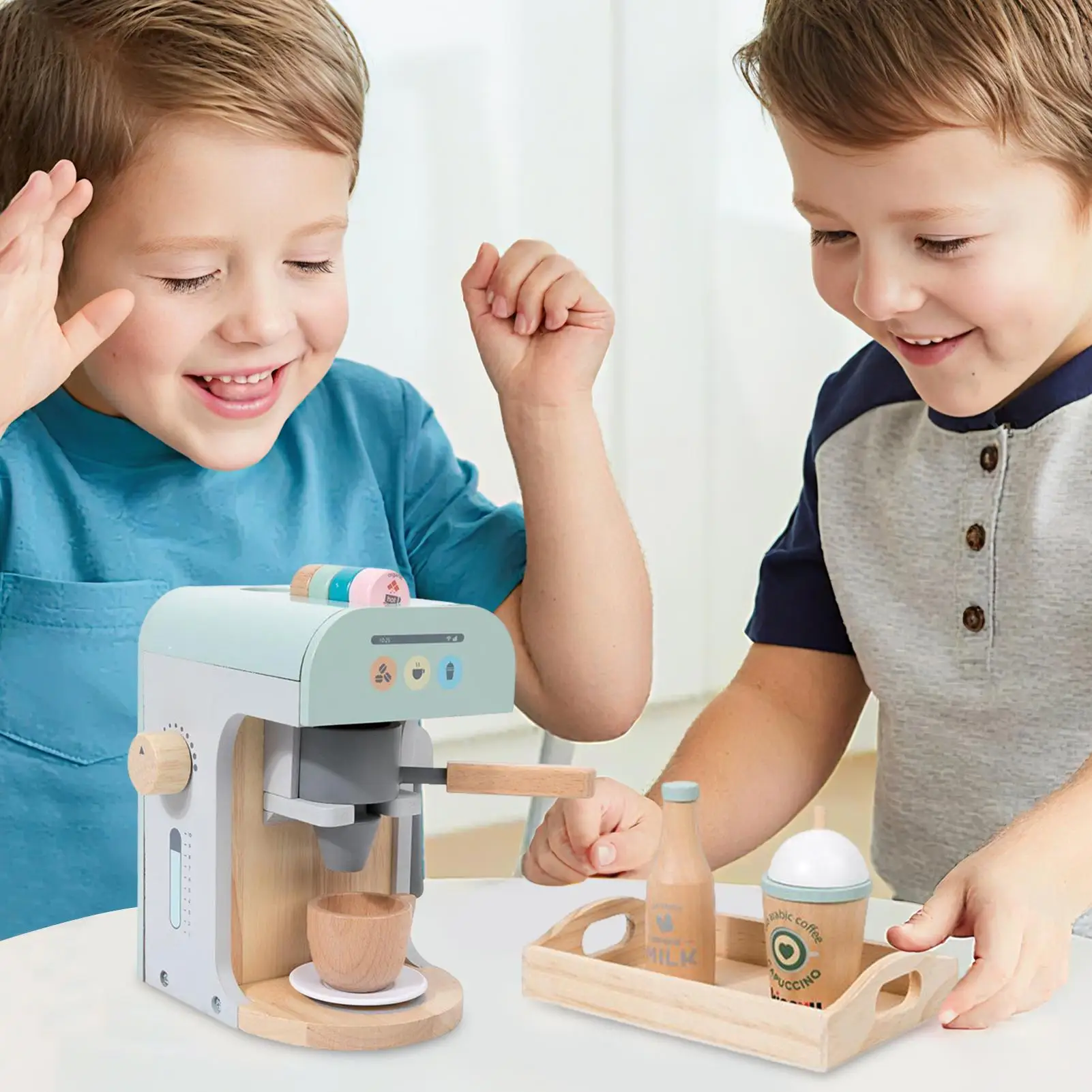 Toy Coffee Maker For Kids Wooden Coffee Maker Kitchen Play Toys Educational Toys Imaginative For Toddler Kids Girls Boys Indoor