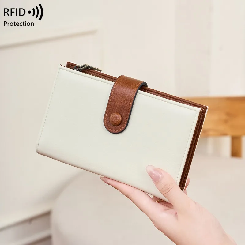

Новый женский кошелек RFID, европейская и американская сумка для паспорта в стиле ретро, многофункциональная тройная длинная сумка для документов