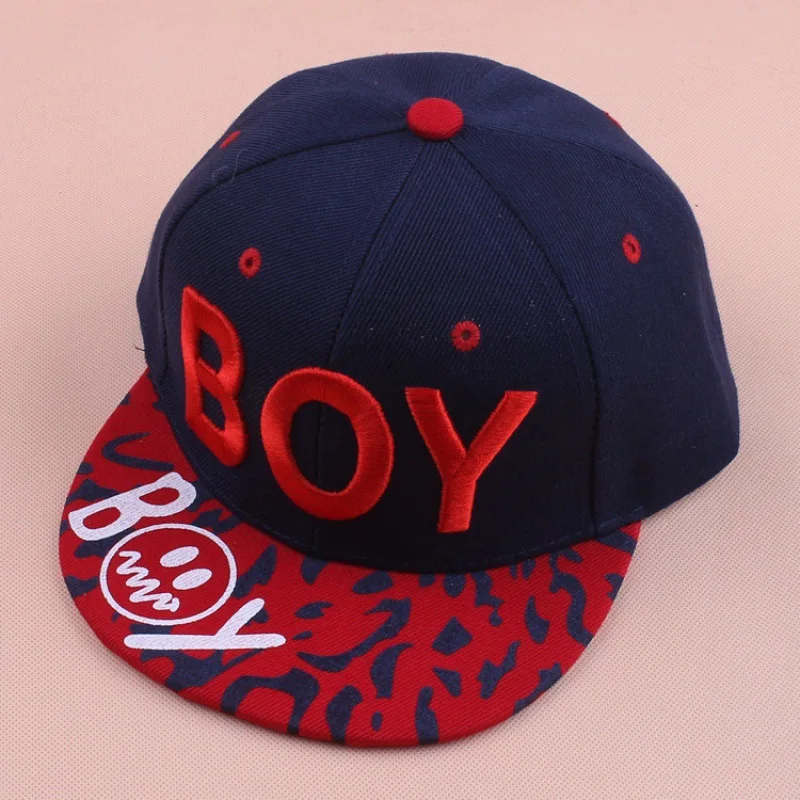 BOY Alphabet embroidered children\'s hip Hop hat Spring Summer Boys and girls students kids Spring Outing sunscreen flat brim hat