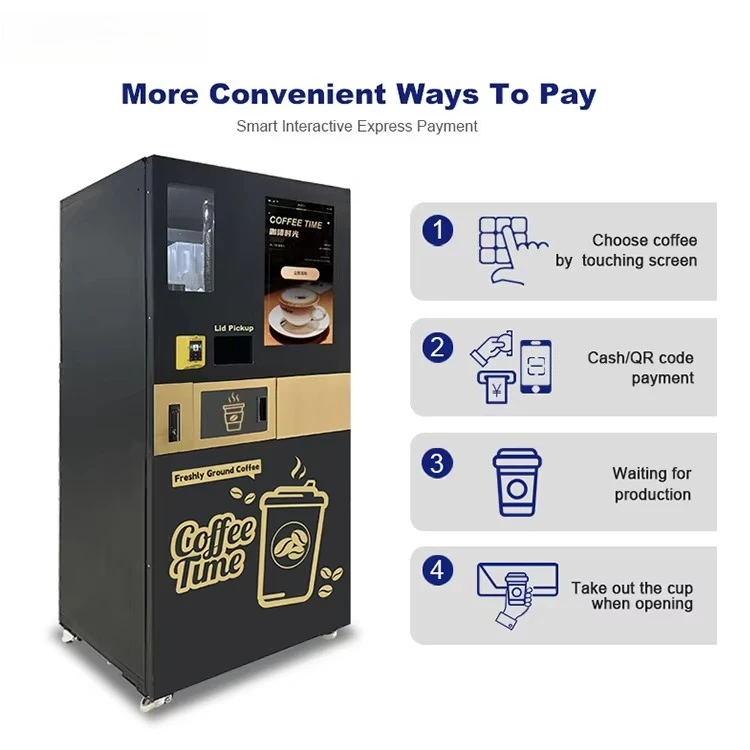 Freshly Ground Coffee Vending Machine Card Operated Coffee Vending Machine with Touch Screen