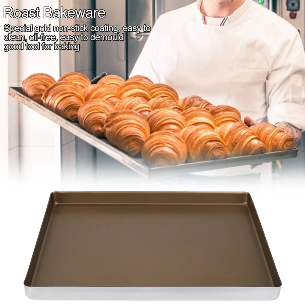 Daily Bake Aluminum Baking Sheet Non Stick Gold Finish Cake Pan Rounded Corner Flat Bottom Cookie Tray Cookie Baking