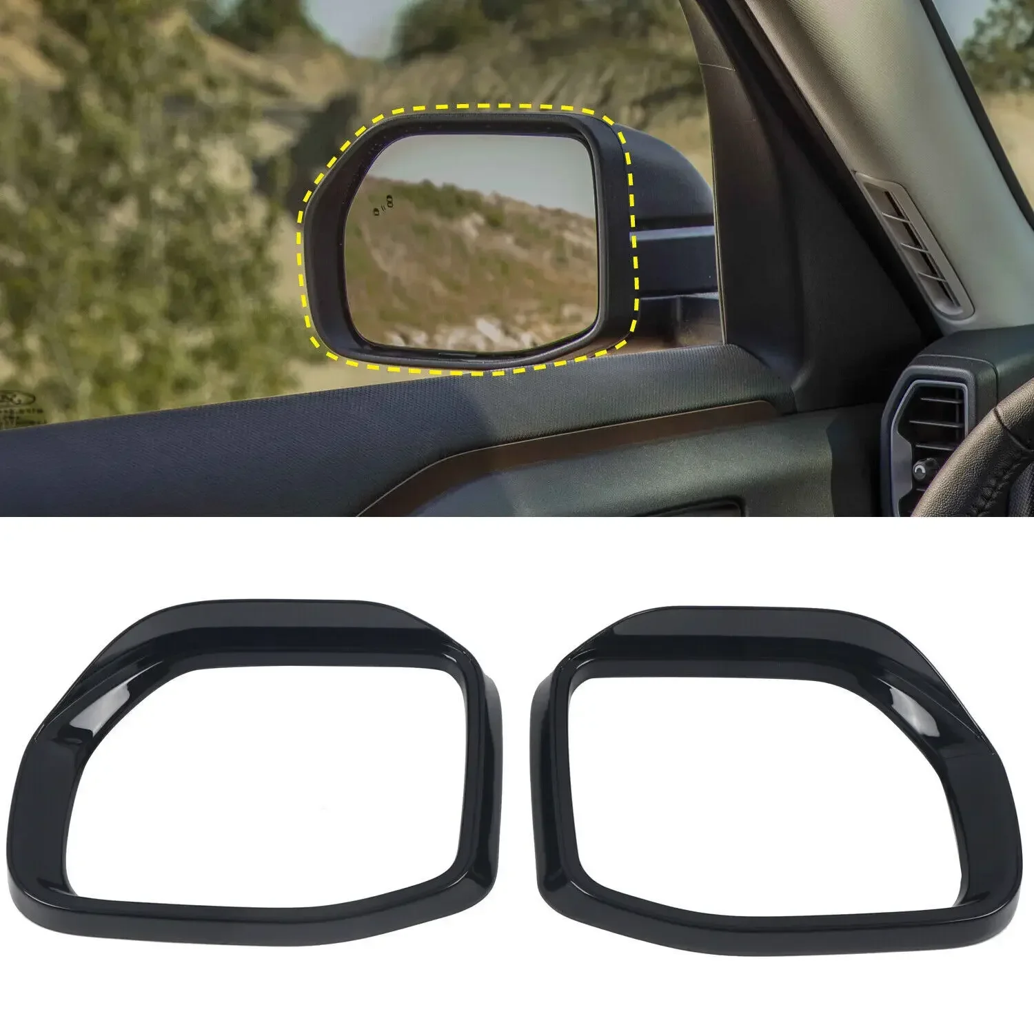 Preto para ford bronco sport 2021-2023 espelho retrovisor do carro chuva sobrancelha protetor capa à prova de chuva quadro abs espelho acessórios
