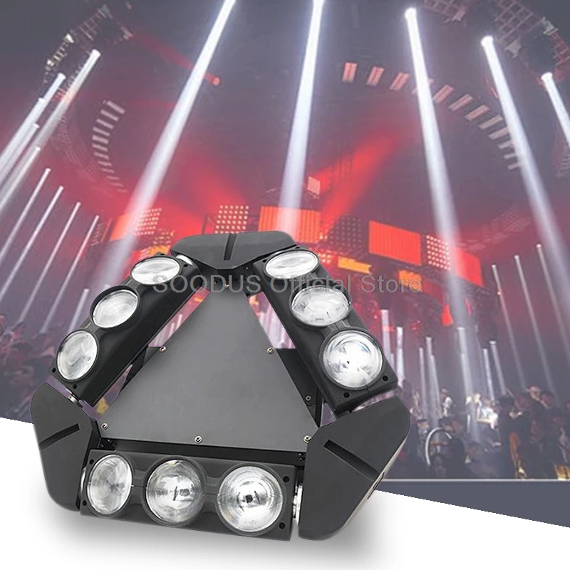 9 Eye Shaking Head Beam ไฟ LED Moving Head Strobe RGBW Disco DJ Light DMX512 ควบคุมสําหรับงานแต่งงาน Disco DJ Stage Show