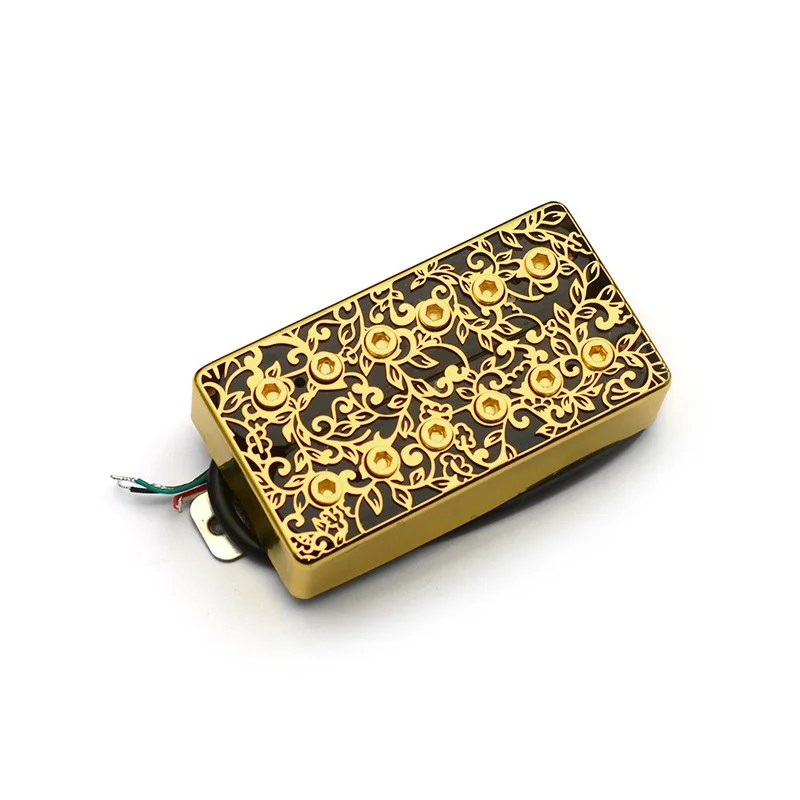 Hollow Brass Cover Alnico 5 Guitar Humbucker Pickup 4-Conductor Wire 7.5k/15k Output Electric Guitar Pickup with 4-Core Cable