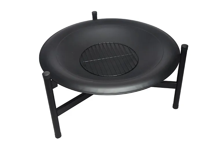 SEJR 32 بوصة حديقة سلة النار السوداء حفرة مع مقبض خشبي بوكر 81X81X58cm #4