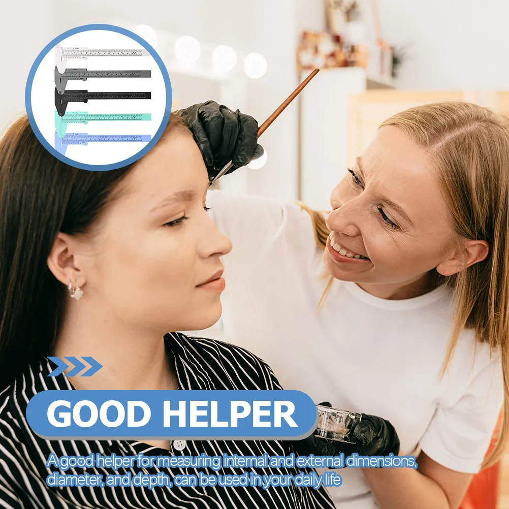 

Набор из 5 пластиковых штангенциркулей: легкие измерительные линейки для измерения длины бровей, глубины, внутренних и внешних размеров, портативные, компактные