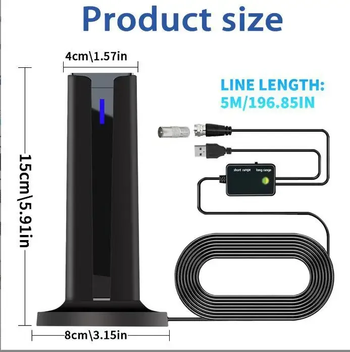 التلفزيون الذكي داخلي HD هوائي التلفزيون الرقمي استقبال المسافة مكبر صوت أحادي يدعم 4K 1080P هوائي صغير عالي الوضوح #5