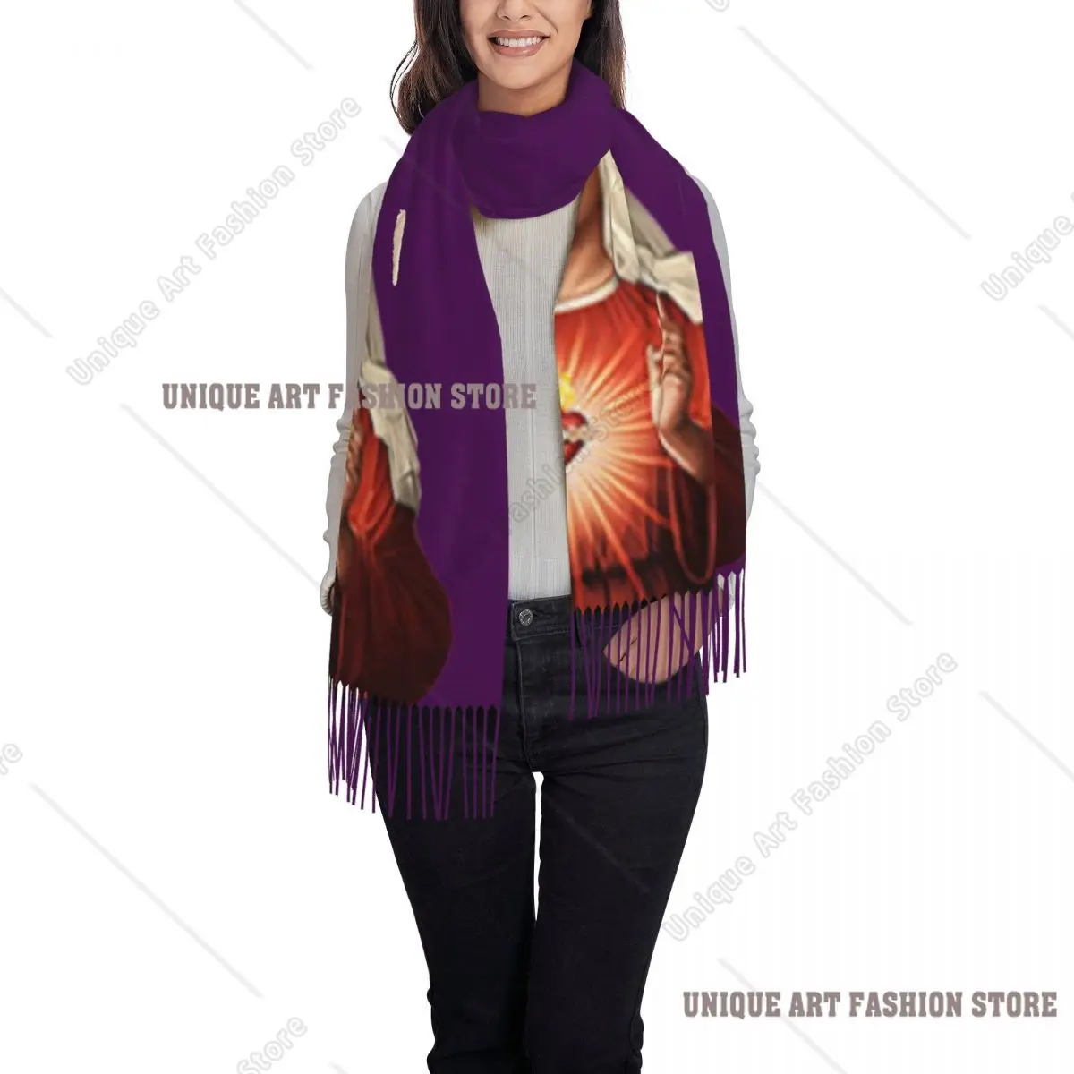 مخصص طباعة ماري سيدة الأبدية مساعدة أم الله وشاح الشتاء الخريف الأوشحة الدافئة المسيحية مريم العذراء شالات يلتف