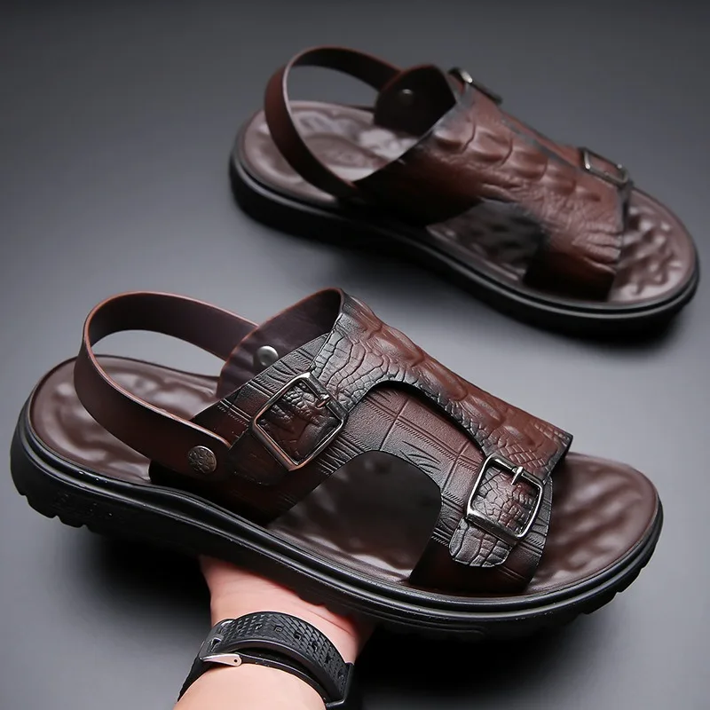 

Fashion Women Sandals Summer Comfortable Open Toe Leather Sandals Shoes for Women Outdoor Beach Sandals Solid Color Men Shoes