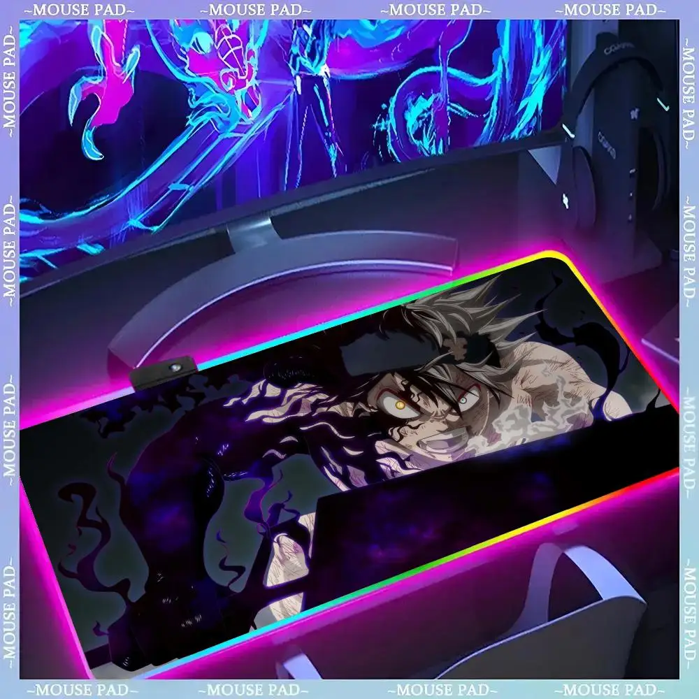 

Black Clover Anime Computer Mouse Pad Gamer Luminescence Led Mouse Pad Gaming Table Rgb Deskmat Keyboard Pc Mousepad