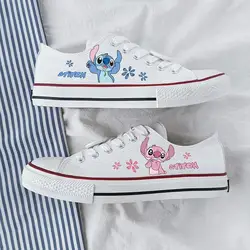 Disney Lilo & Stitch Canvas Shoes 2023 New Couple Sport Shoes Women Print White Sneakers Men Tennis Shoes Casual Running Shoes