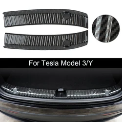 Car Rear Trunk Stickers Covers Sill Guard Foot Plate Door Protector Carbon Fiber Decorative Auto Accessories For Tesla Model 3 Y