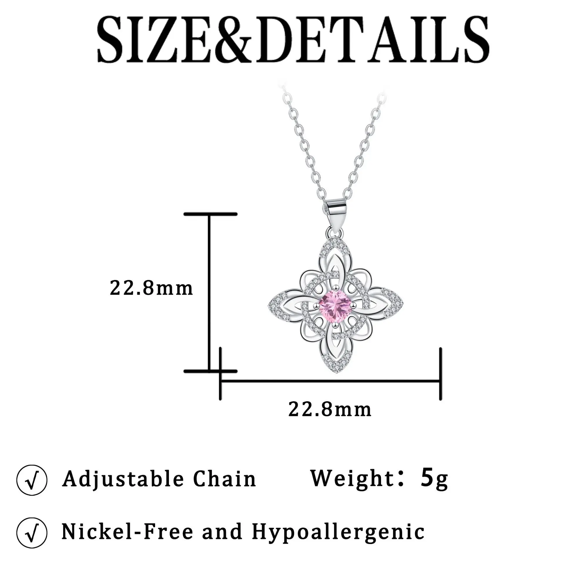 Original Strass Zirkonia Hexenknoten-Halskette Modische 12-Farben Geburtsstein-Halskette für Damen Schmuck Amulett Schutz – Detail 1