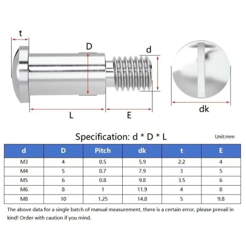 GB946 M3 M4 M5 M6 M8 304 Stainless Steel Spherical Bearing Bolts Slotted One-word Slot Positioning Shoulder Step Screws