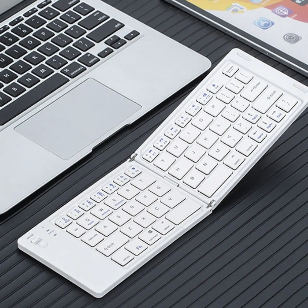 Fashion Mini Wireless Folding Keyboard Slim Design Lightweight Bluetooth Keyboard Rechargeable Portable Foldable Keyboard Tablet