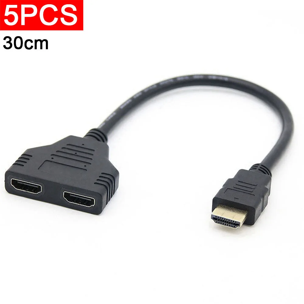 5pcs 1 Input 2 HDMI Compatible Splitter Cable HD 1080P Video Switcher Adapter Output Port Hub For X-box PS3/4 DVD HDTV PC Laptop