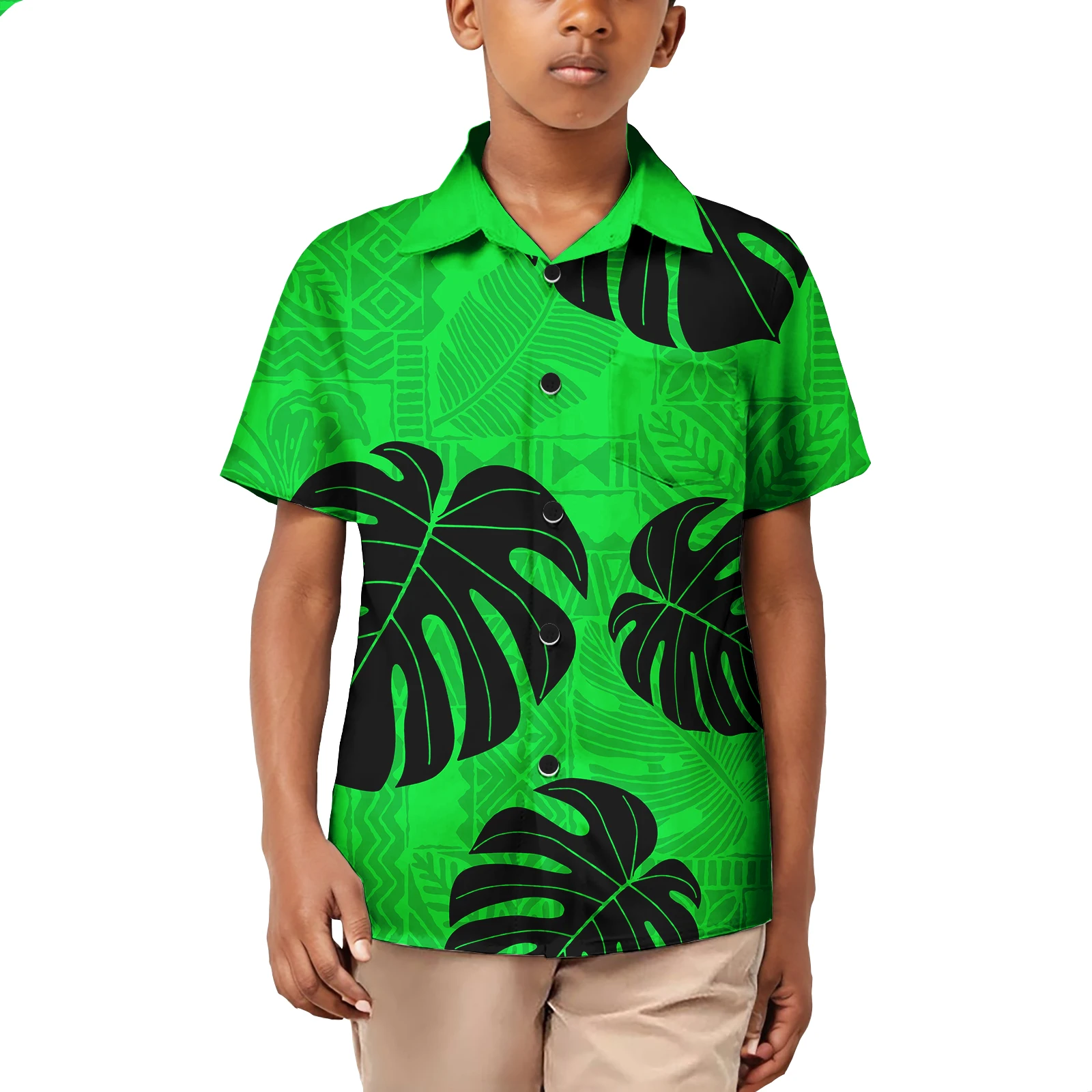 Kid Short Sleeve Shirt Boys Polynesian Pattern Samoa Fijian Beach Aloha Shirts for Children Island Style Clothing