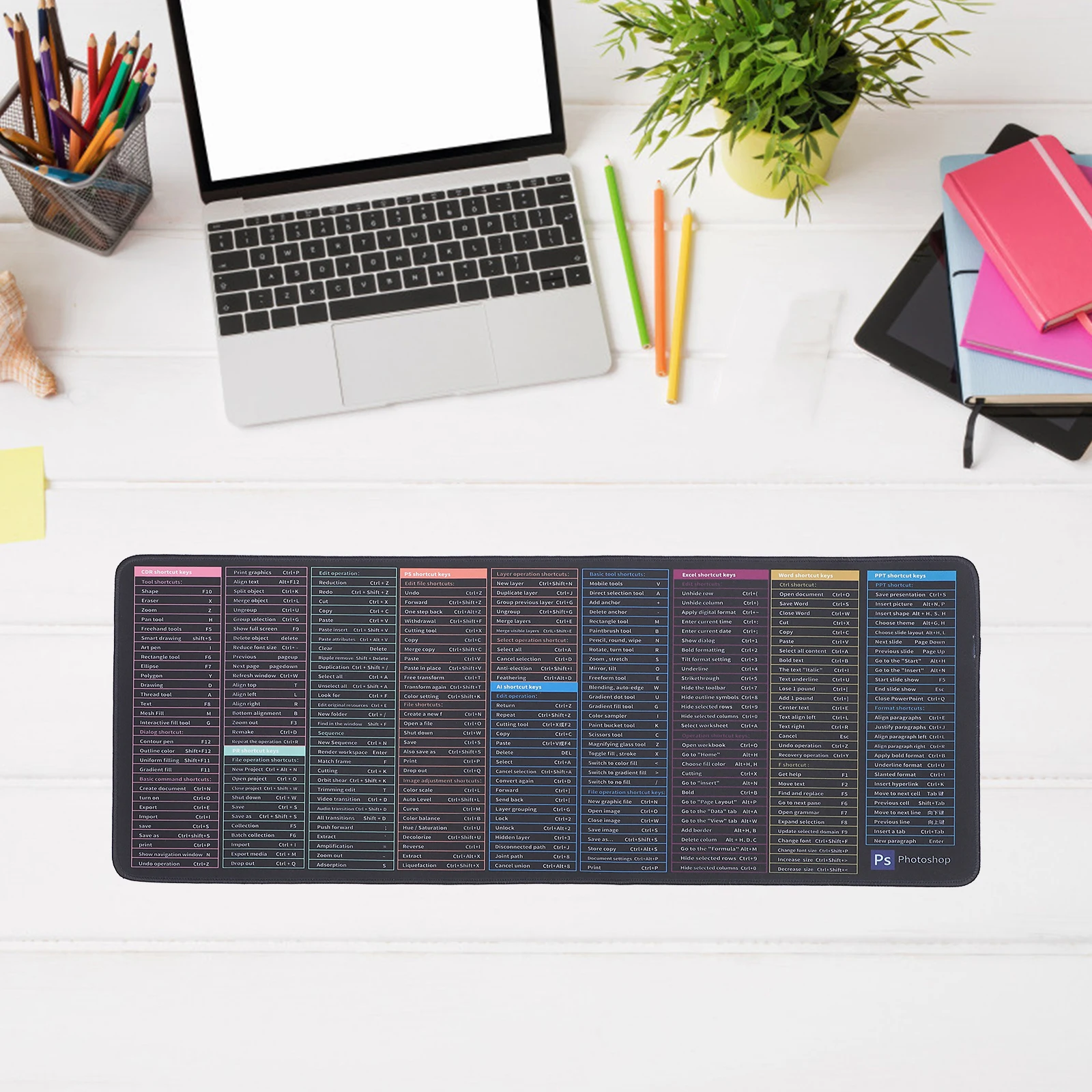 

Enlarged 300x800x3 Mouse Pad Desk Mat Non Slip Laptop Cloth Anti Skid Keyboard Pad Gaming Office Use Keys Printed