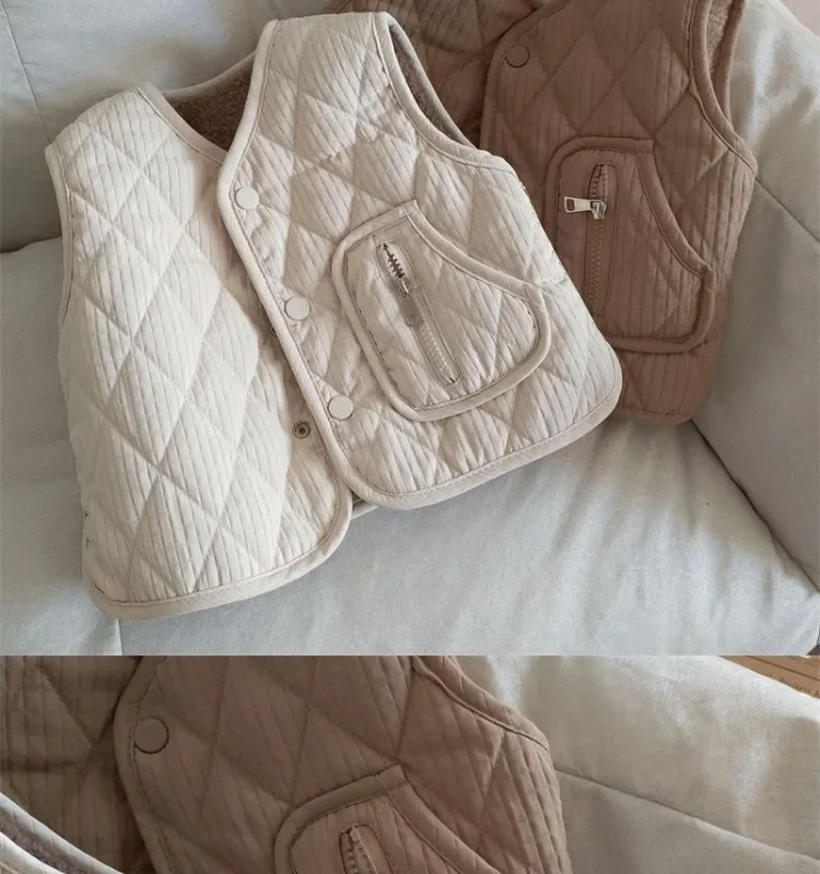 Neue Kinder-Herbst-Winter-Fleece-Weste, Wendeweste für Mädchen und Jungen, Leichte Ärmellose Kinderweste zum Schichten, Trendige Schul- und Freizeitweste – Detail 11