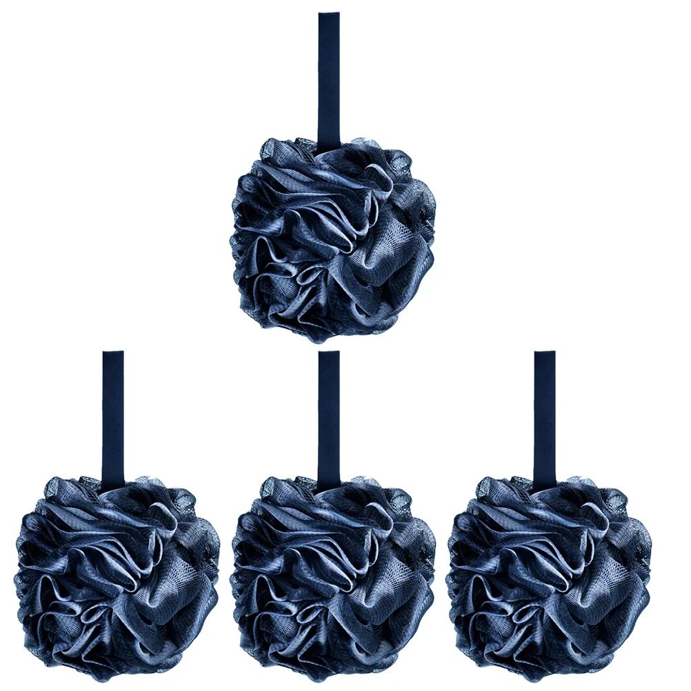 

4pcs Bamboo Charcoal Bath Sponge Balls With Hanging Rope Exfoliating Shower Mesh Loofah Foaming Bath Ball For Family Travel