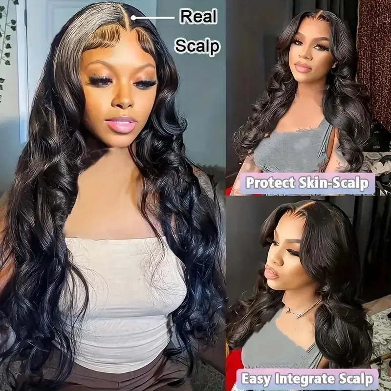 Rosabeauty 250% Density 13x6 HD Human Hair Wig Lace Front Water Wave Wigs 13x4 Transparent Body Wave Glueless Prepluck 40 Inches