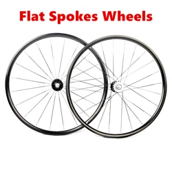 Bicycle Wheels Double Fixed Gear Front 20H Rear 24H Flat Spokes Racing Wheelset Aluminum Alloy Material 700C Cycling Parts