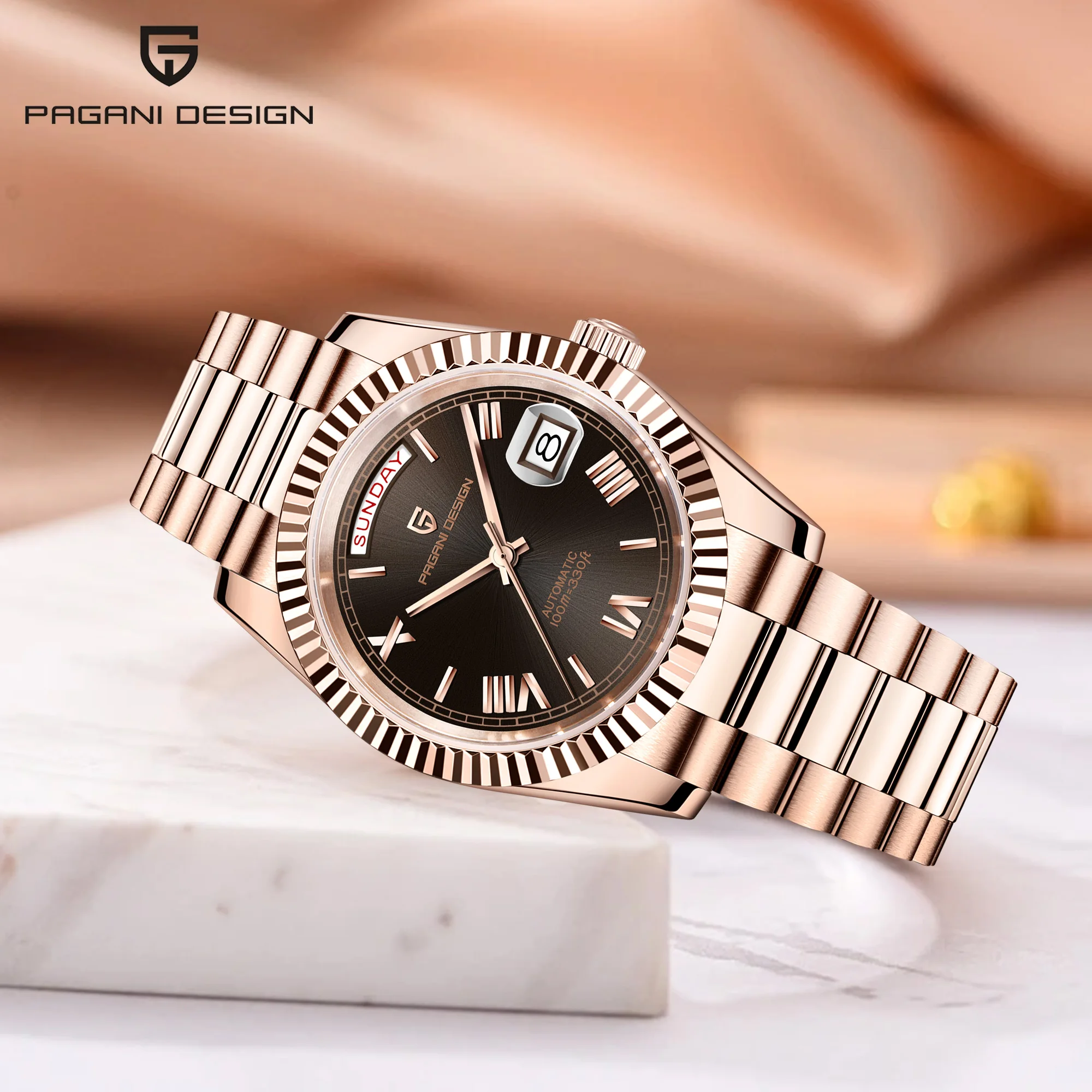 2025 Nuovo PAGANI DESIGN Orologio da uomo in oro rosa Orologi meccanici da uomo Orologi automatici per uomo Top Brand AR Orologio a specchio con zaffiro