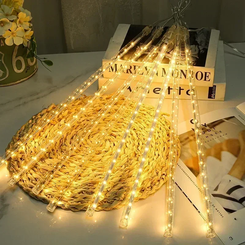 32/24/16 Tubes LED Meteor Shower Rain String Lights Party New Year Garland Christmas Tree Decoration for Street Halloween Decor