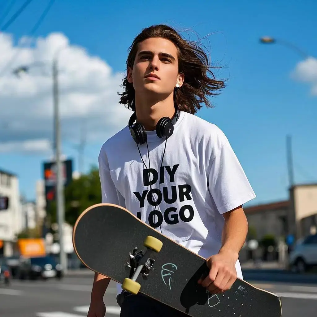 Customized T Shirt DTG Printing 300GSM 100% Cotton Mens T-shirts High Quality Loose Casual Women Tees Personalized Top Workwear image 6