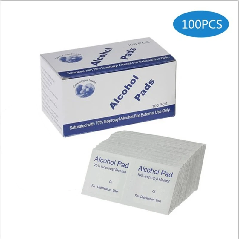 

100pcs Disinfection Antiseptic Pads Alcohol Swab Prep Cotton Pads Steril 75% Ethyl Sterilized Wound Care Skin Cleaning Care Tool