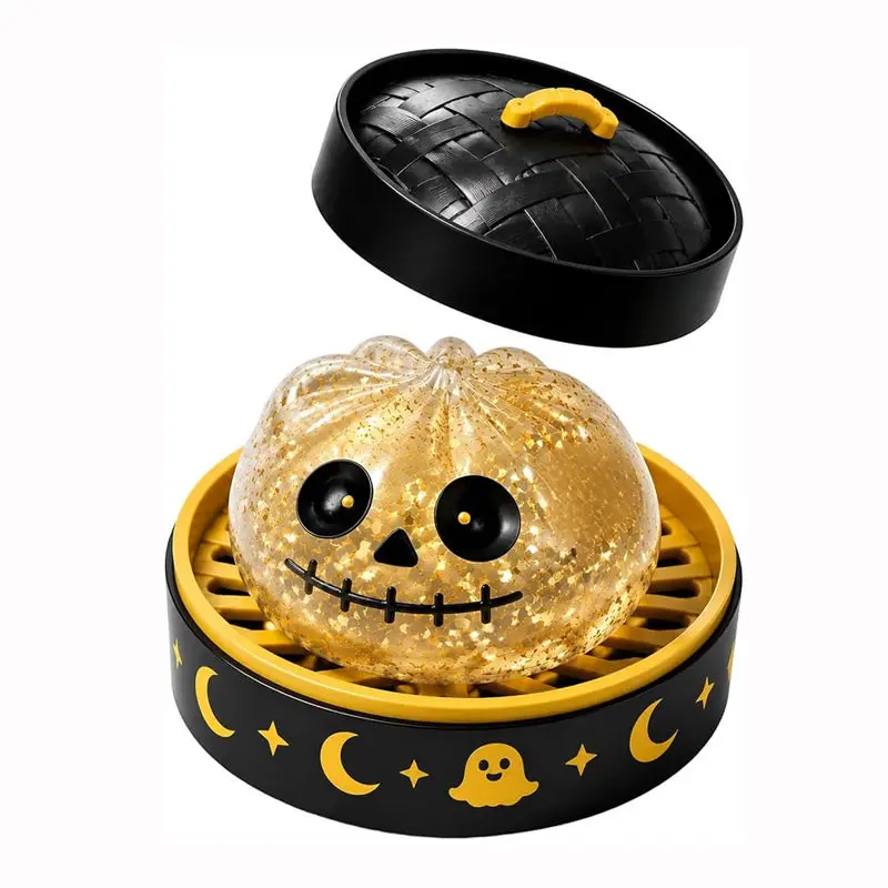 Halloween Squishy Stress Toy Glitter Squeeze Fidget Decompression Steamer Set For Party Desktop Decoration Adults
